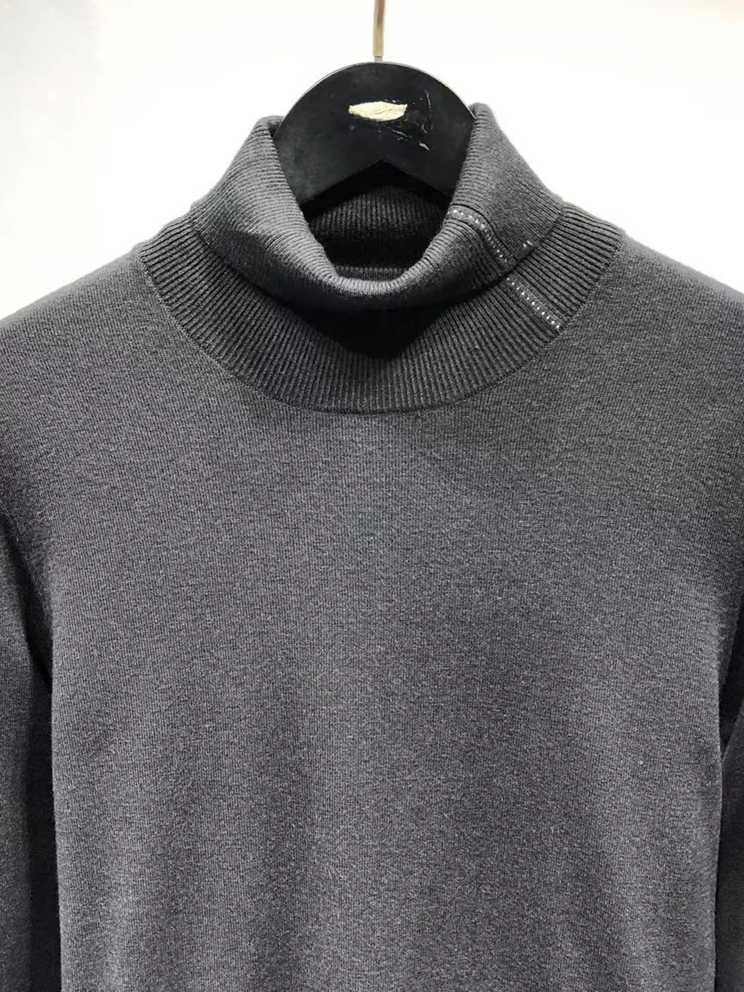 سترة رجالية ذات ياقة عالية من Thie الصوف فائقة النعومة كاجوال Sle طول منتظم طويل Sve محبوك ملابس ey Color Blo