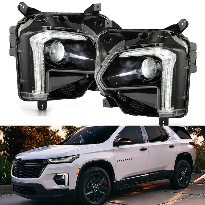 

Pop для Chevy Traverse 2022-2023, автомобильные светодиодные фары, противотуманные фары со светодиодным проектором DRL, фары 85596375 85596376