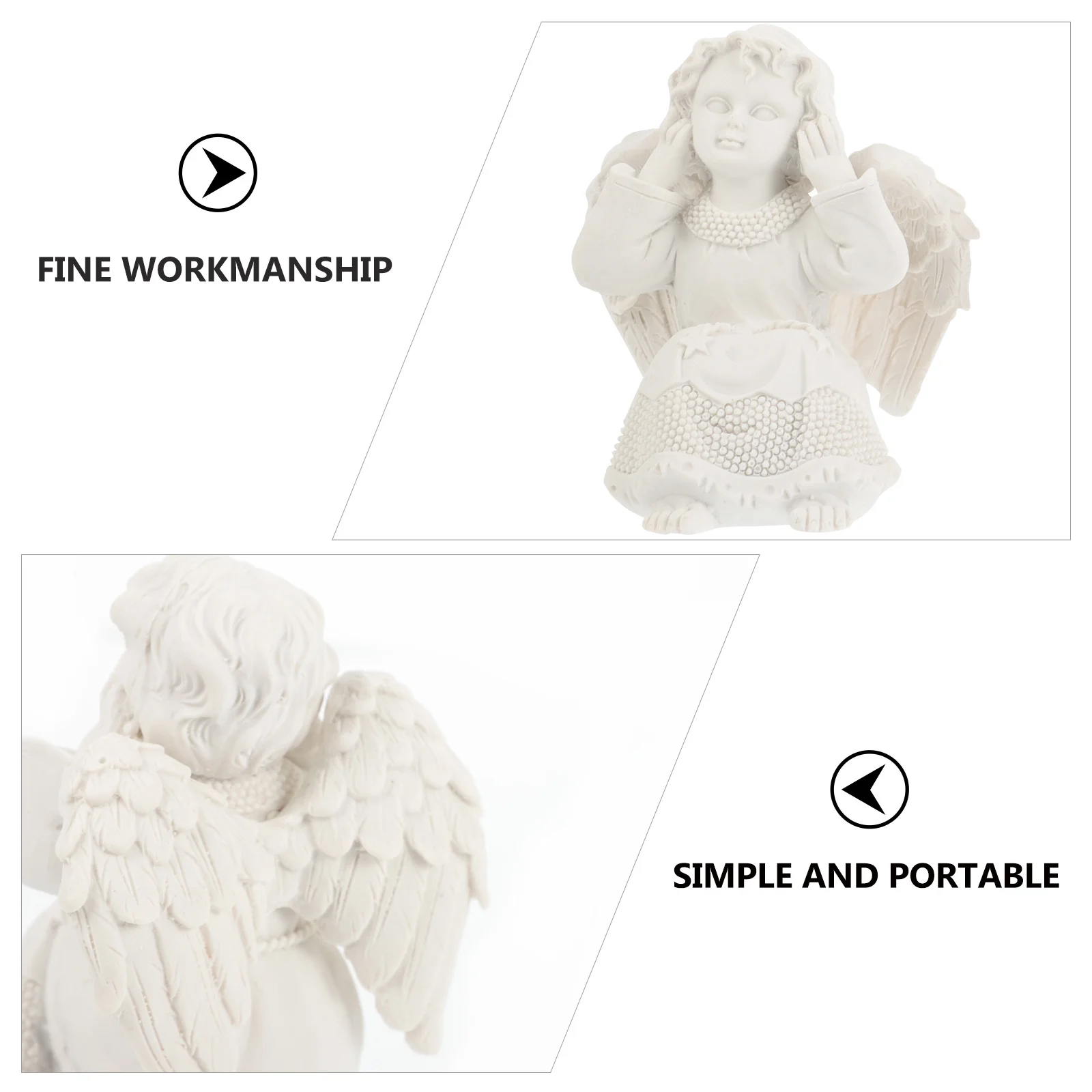 

3Pcs Angel Artwork Resin Ornament Lovely Shape Home Decoration Desktop Craft Accessory for Living Room Bedroom Office