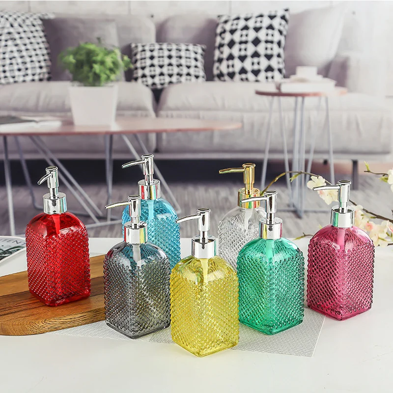 500ml Press Bathroom Soap Dispenser Glass Hand Sanitizer Lotion Body Wash Shampoo Bottle Liquid Storage Container Refillable