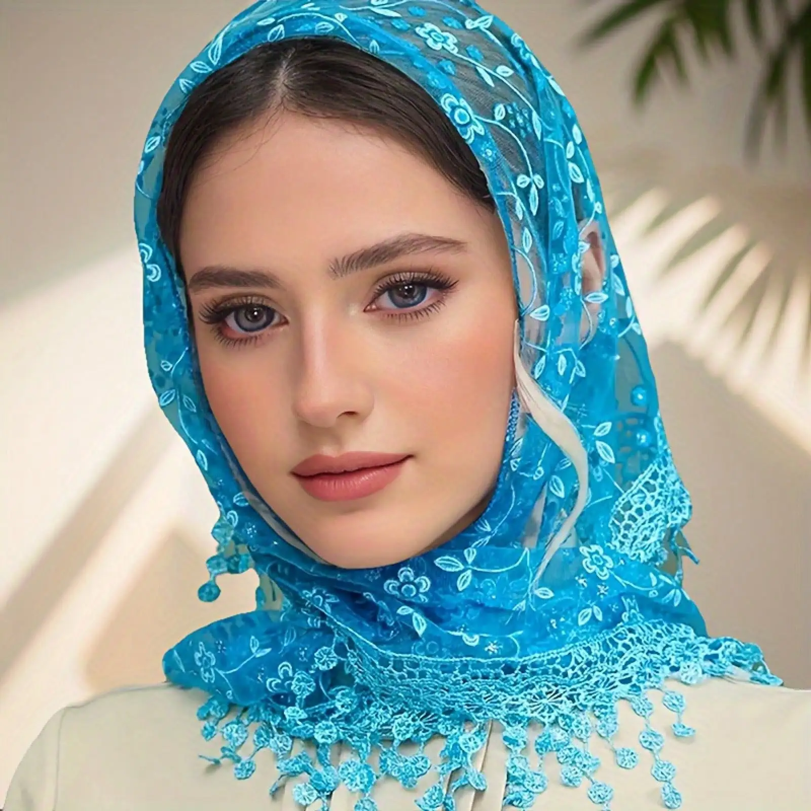 

Модный новый треугольный платок в корейском стиле с цветочным кружевом, классический дышащий ажурный платок с бахромой, женская декоративная головная повязка