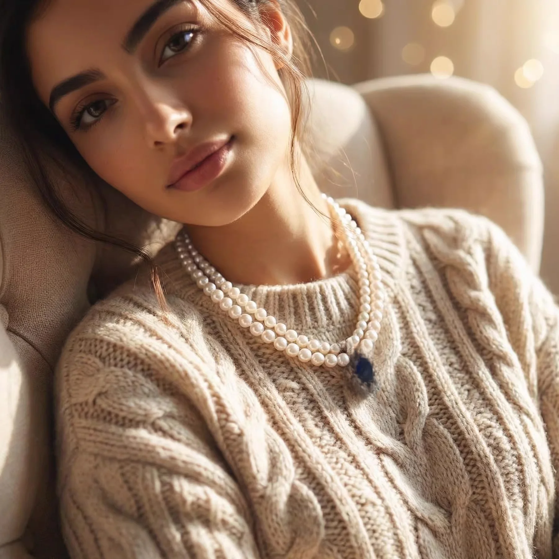 

Double Layer Pearl Zircon Nelace Set with Waterdrop Earrings Women's Faion Jewelry Ele Dinner Par Gift Set