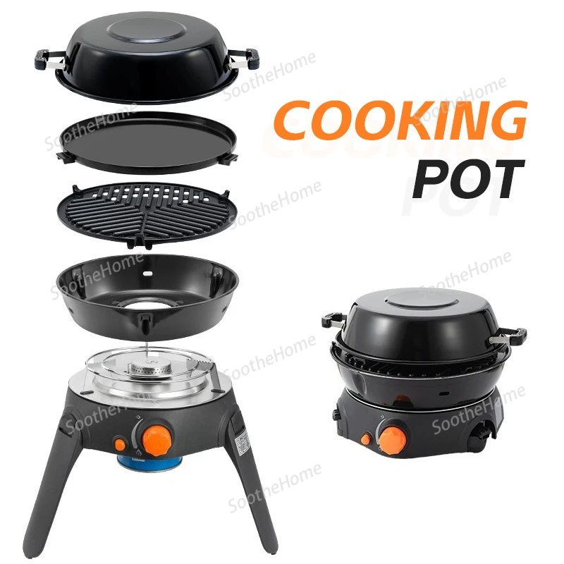 

Многофункциональная газовая плита для улицы, кемпинга, барбекю, гриль, чайник, электрическая сковорода для выпечки