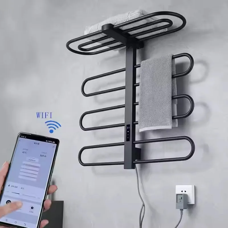 Calentador de toallas eléctrico SUS304 con temporizador, acabado de superficie cepillada, estante caliente, calentador de baño, precio barato, soporte para Hotel