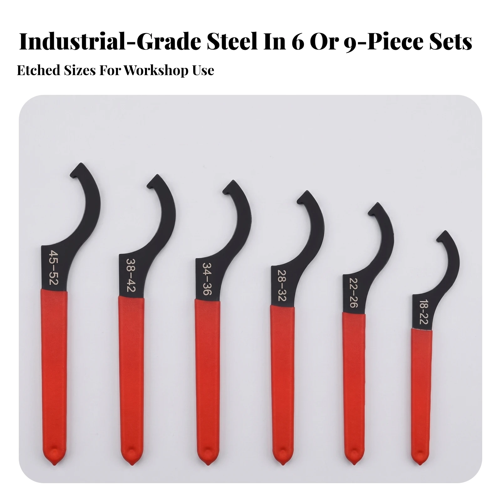 6 Pieces Hook Crescent Wrenches Non-Slip Hook Spanners Crescent Wrench Set Heavy-Duty for Maintenance Technicians
