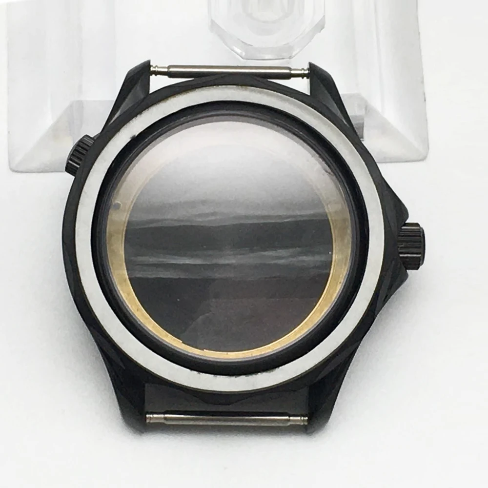

Vintage 41mm Black Stainless Steel Watch Case Fit 8215 2813 Movement Watch Accessories Parts 28.5mm dail Sapphire glass