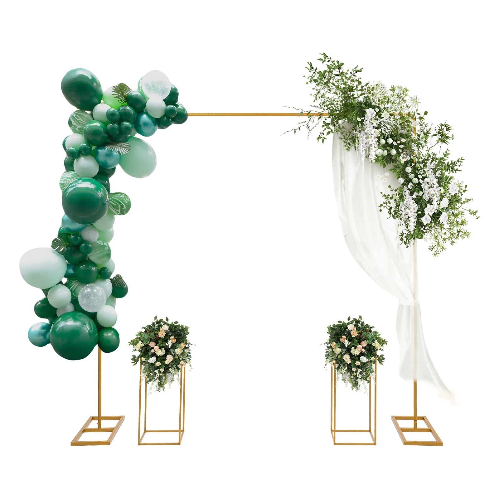 

Wedding Arch Backdrop Flower Stands, Reusable Square Wedding Arches for Ceremony, DIY Sash Banner Sign Balloon Decoration 3pcs