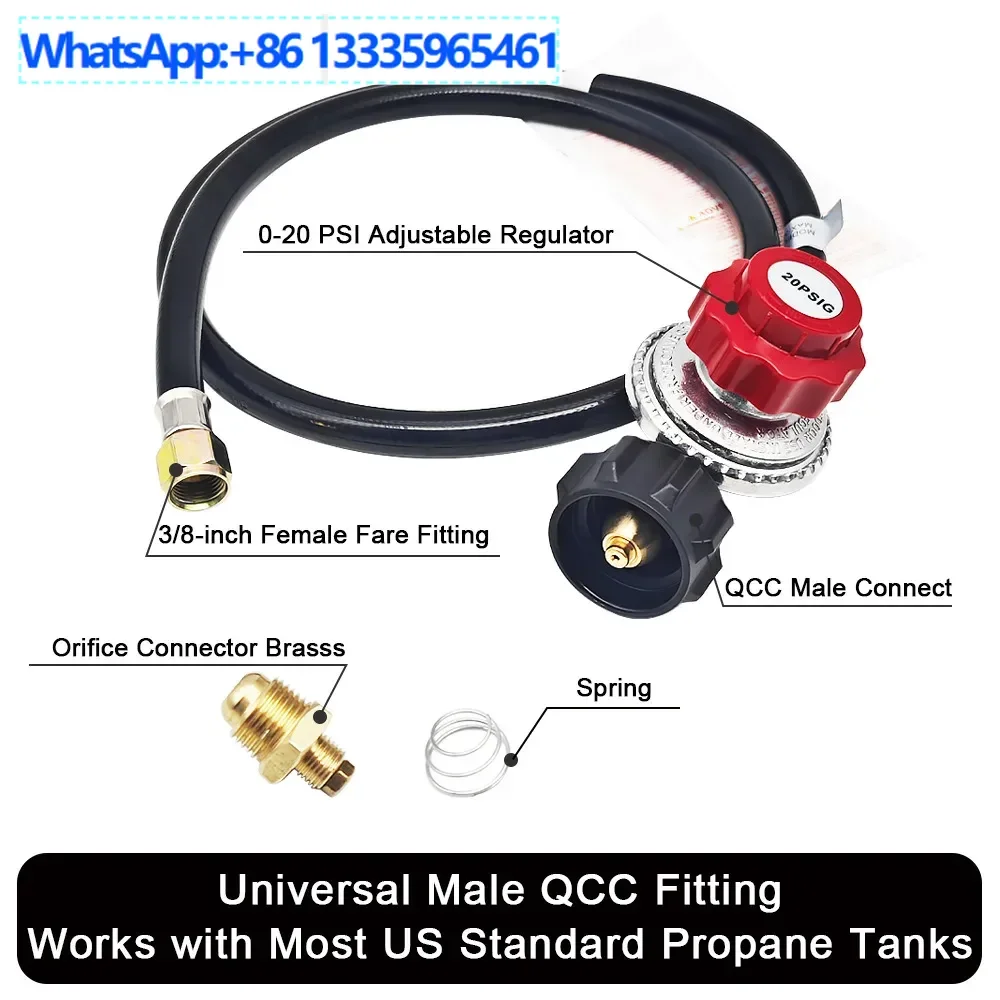 

Североамериканский пропан QCC газовая труба высокого давления с регулируемым редукционным клапаном давления, чугунный горшок 20PSI с медным соплом