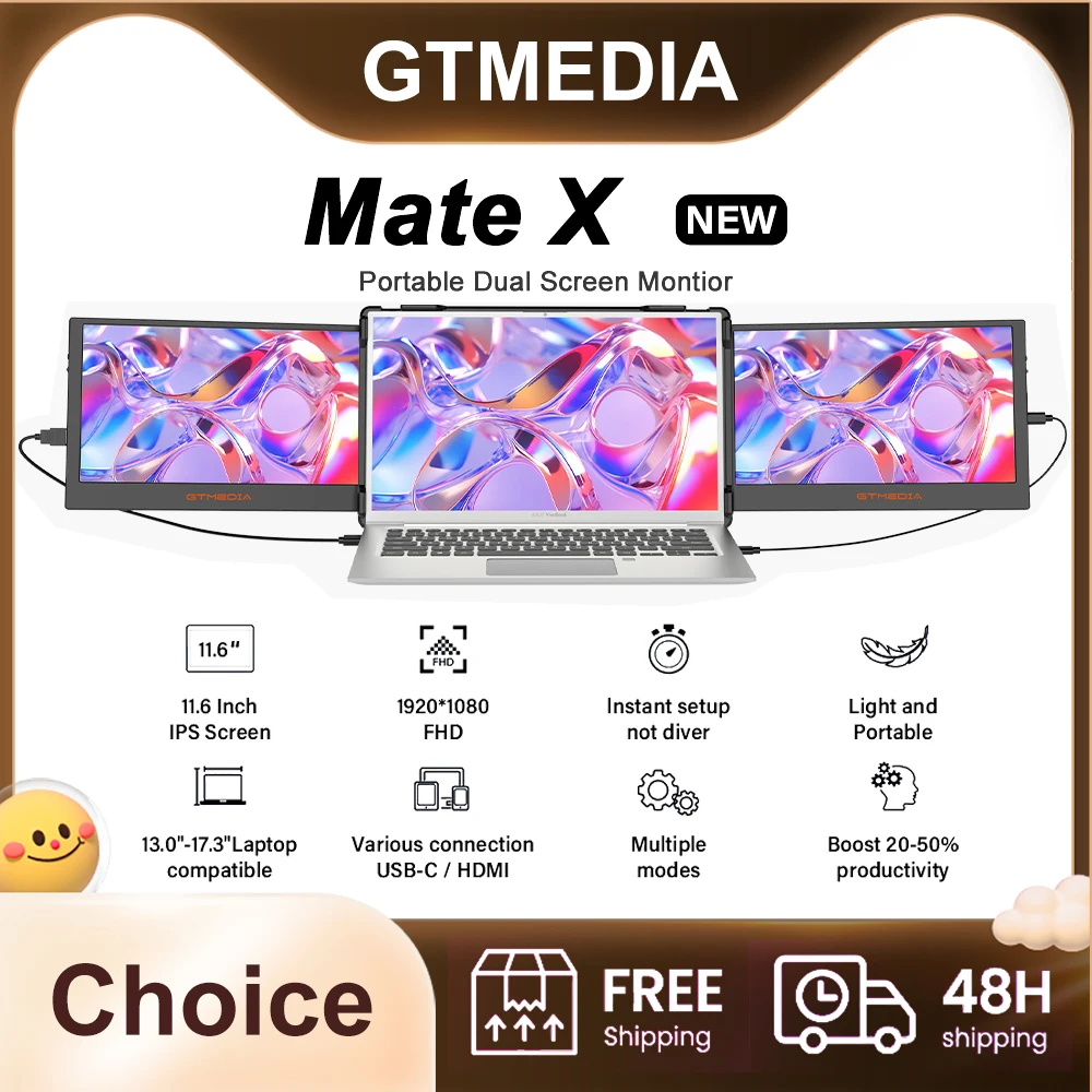 

Расширение ноутбука с двумя экранами Mate X 11,6-дюймовый IPS FHD-экран Для офиса и игровых сценариев Поддержка ноутбука 13,0-17,3 дюйма
