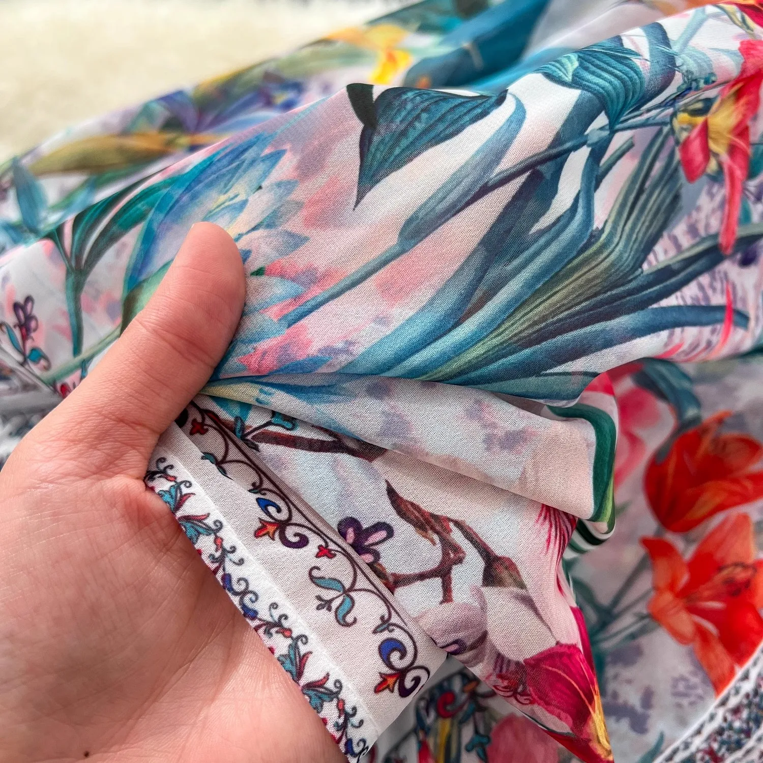 2025 Spring Summer Gorgeous Floral Print Chiffon Boho Dress Women V Neck Single Breasted Lace Up Belt Long Party Robe Clothing