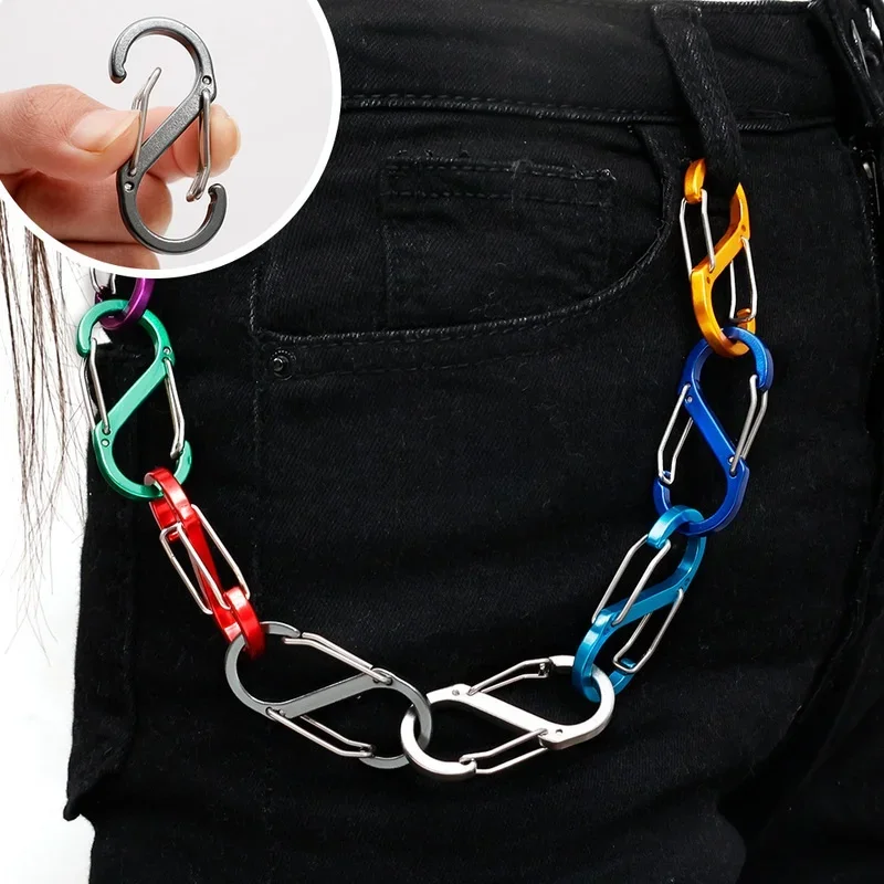 2 Size Alloy S-Shaped Climbing Carabiner / Reversible Padlock Keychain / Multi-functional Portable and Durable Climbing Accessor