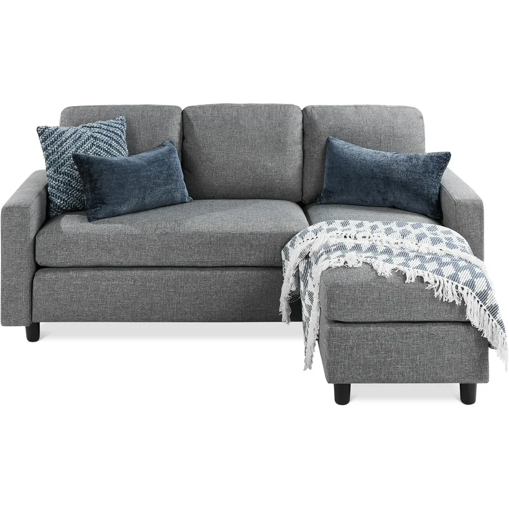 Upholstered Sectional Sofa for Home, Dorm, Bonus Room, Compact Spaces w/Chaise Lounge