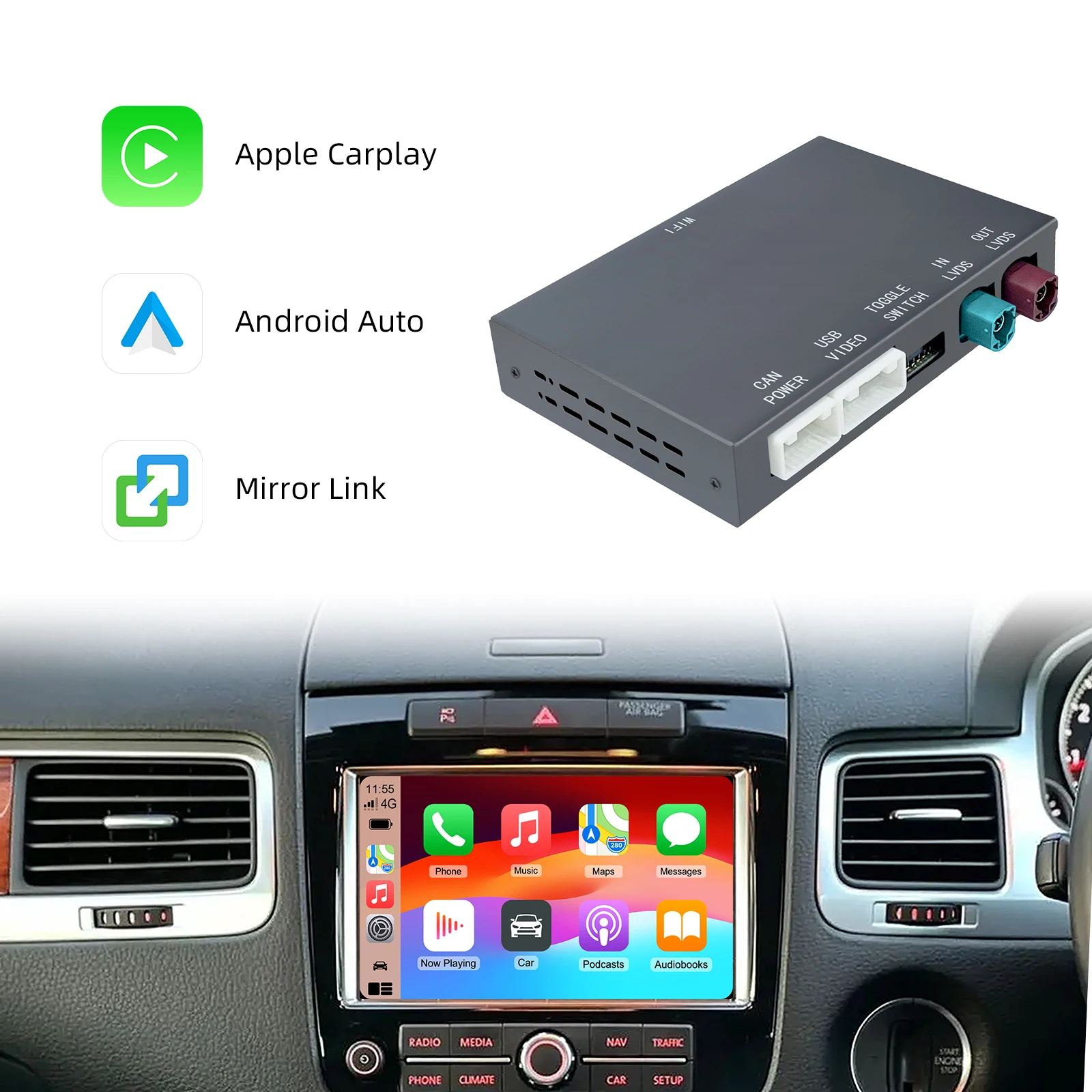 Ezonetronics OEM Screen Upgrade Decoder BoxCarPlay Android Car Modification Kit for Volkswagen Touareg 8