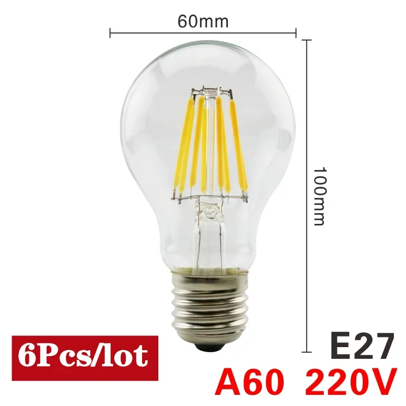 GRZBI 6 stücke E27 E14 LED Glühbirne 2 W 4 W 6 W 8 W AC220V Lampada Led C35 A60 ST64 G80 G95 Bombilla Scheinwerfer Beleuchtung Kalt/Warmweiß Lampe 4
