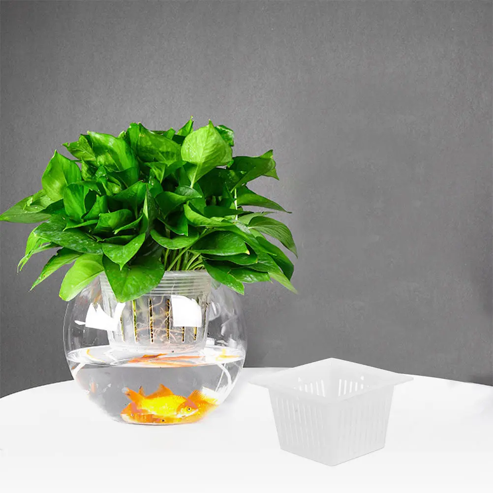 12Pcs Hydroponic Plant Nursery Pots Square Mesh Slotted Net Cups Heavy Duty Plastic Grow Basket Filter Pots for Hydroponics