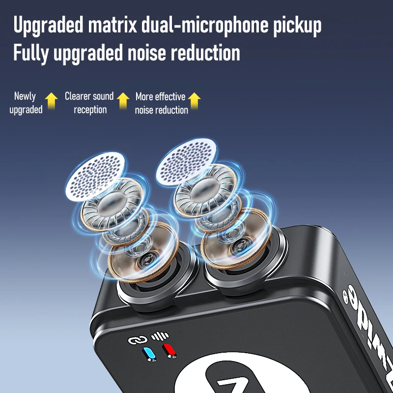 Zwide M5 ميكروفون لاسلكي صغير مربع للبث المباشر عبر الهاتف المحمول، ومقابلات تسجيل فيديو خارجية ذات مستوى احترافي، والضوضاء