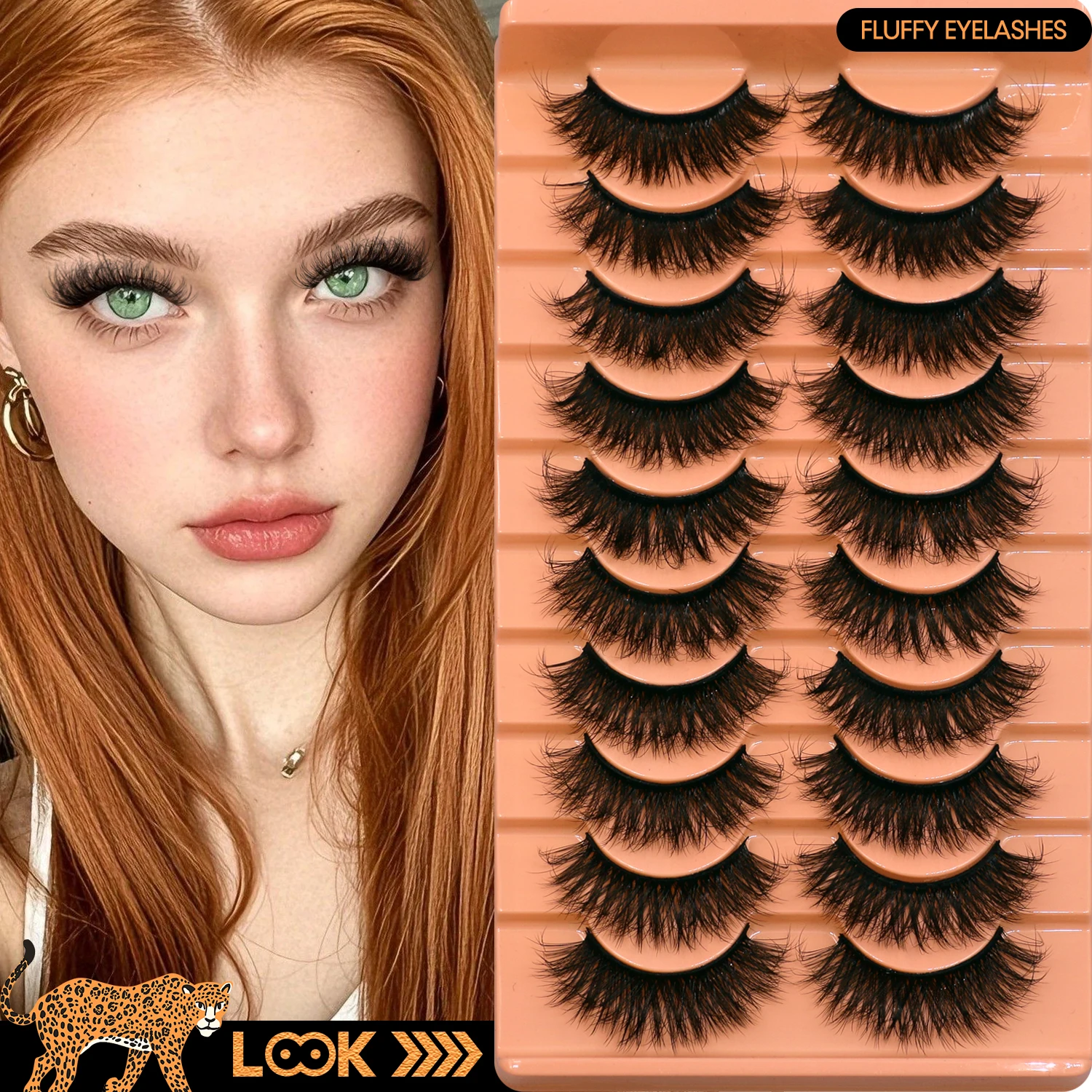 Lasvirey Flauschige, dicke falsche Wimpern, flauschige Katzenaugenwimpern, dramatisches Volumen, Vollstreifen-Wimpernverlängerung, künstliche Nerz-Wimpern, Make-up