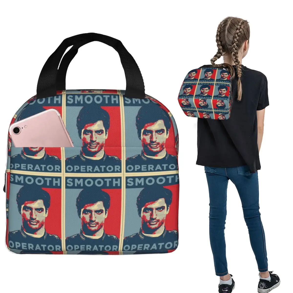 Rainbow Girls Boys Carlos Sainz Smooth Operator Great Men Wom Insulated Lunch Bag for Women Kids Food Boxes Thermal Lunch Box
