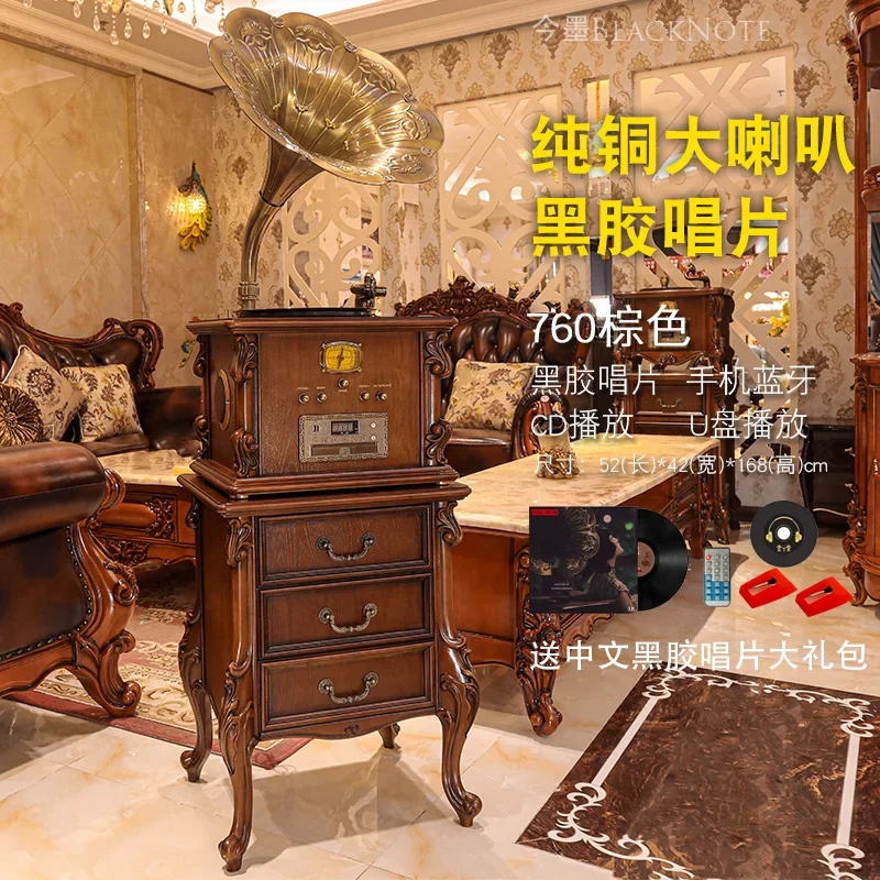 Pemutar rekaman vinil Amerika ruang tamu gramofon, telepon streaming antik, fonograf, speaker besar