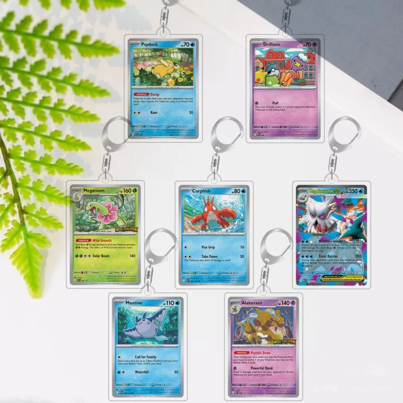 

For Pokemon Elf Qikchu Psyduck Meganium Mega Abomasnow Corphish Selfmade Acrylic Cartoon Anime Keychain Pendant Gift Toy 5Cm