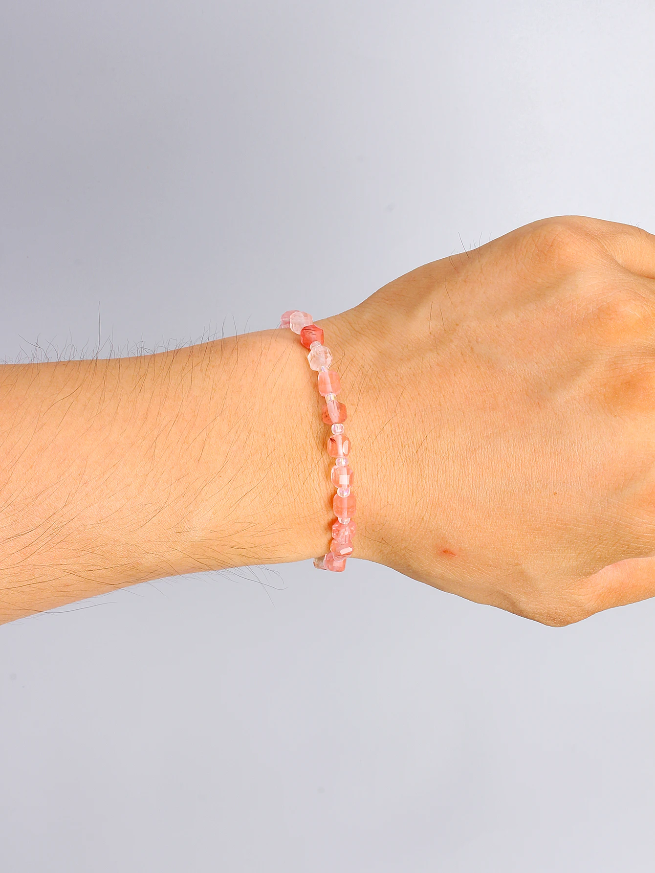 Facted Natural Stone Bracelet Watermelon Quartz 6mm Bead Healing Crystal for Love Vigour Chakra Balancing Spiritual Gift Jewelry