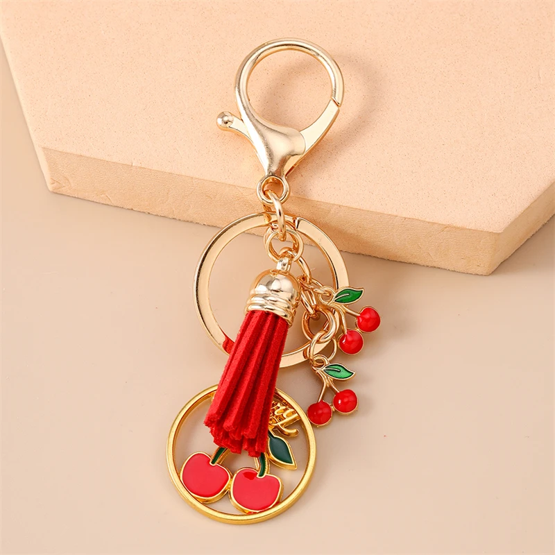 Niedliche Frucht-Quasten-Schlüsselanhänger, Kirsch- und Durian-Anhänger, Schlüsselringe für Frauen und Männer, Autoschlüssel, Handtaschen-Schlüsselanhänger, Accessoires, DIY-Schmuckgeschenke – Detail 7