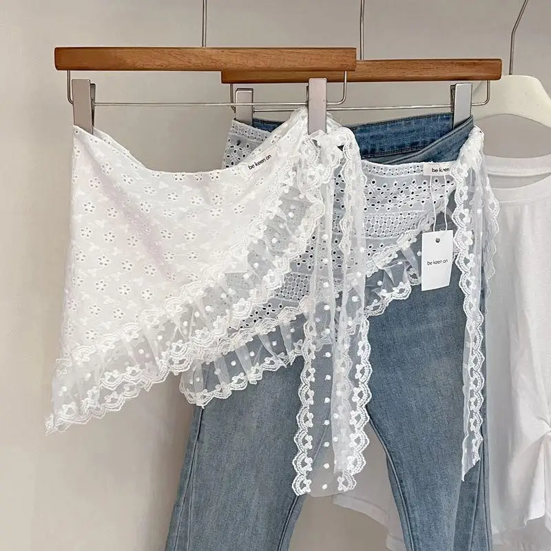 جديد جوفاء وشاح دانتيل الرجعية مثلث الحجاب المطرزة الدانتيل وشاح للرقبة الأبيض الدانتيل يصل السفر صور عقال للنساء الفتيات