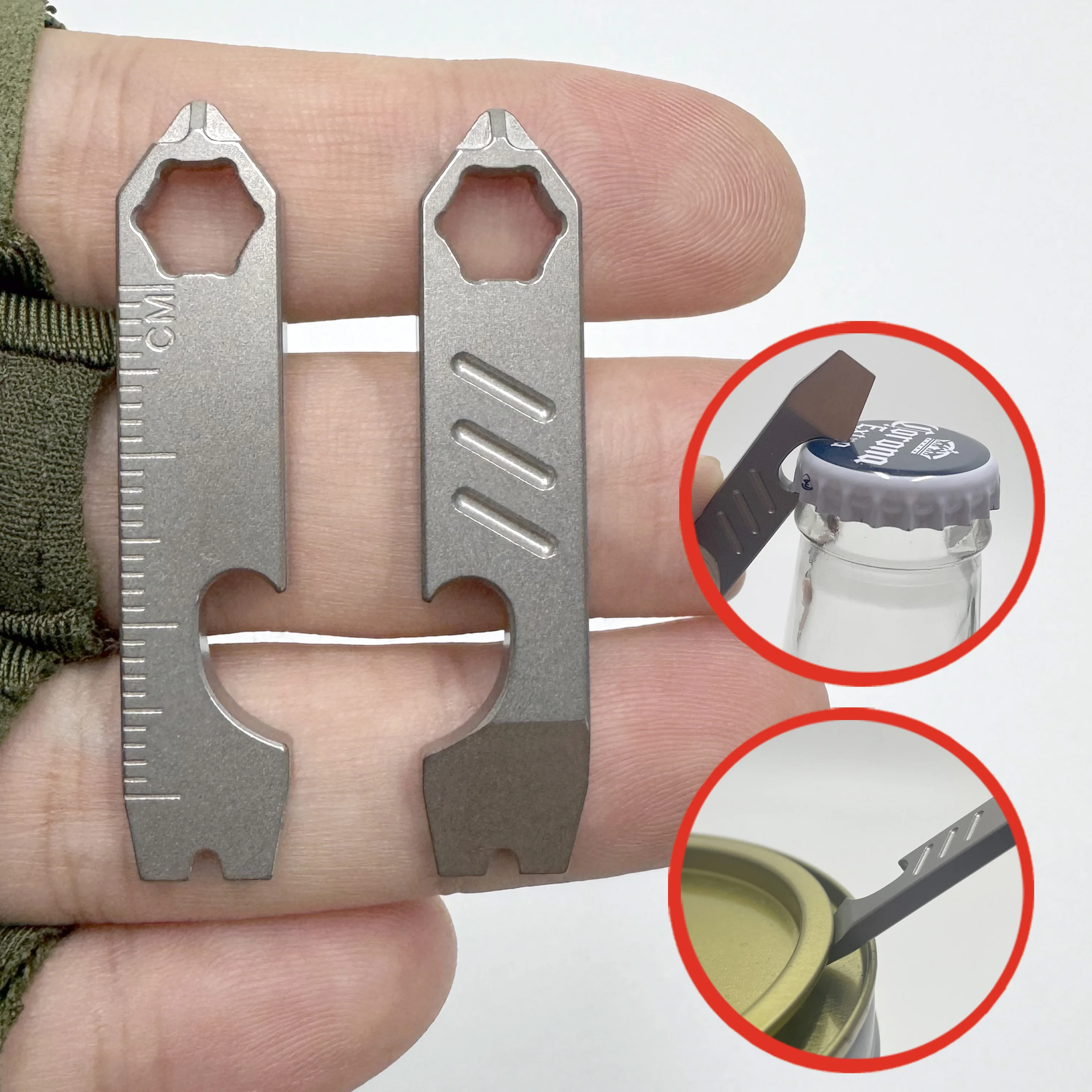 Multi-functional Mini Stainless Steel Crowbar Bottle Opener Scale Hexagonal Wrench EDC Outdoor Tool Camping Equipment