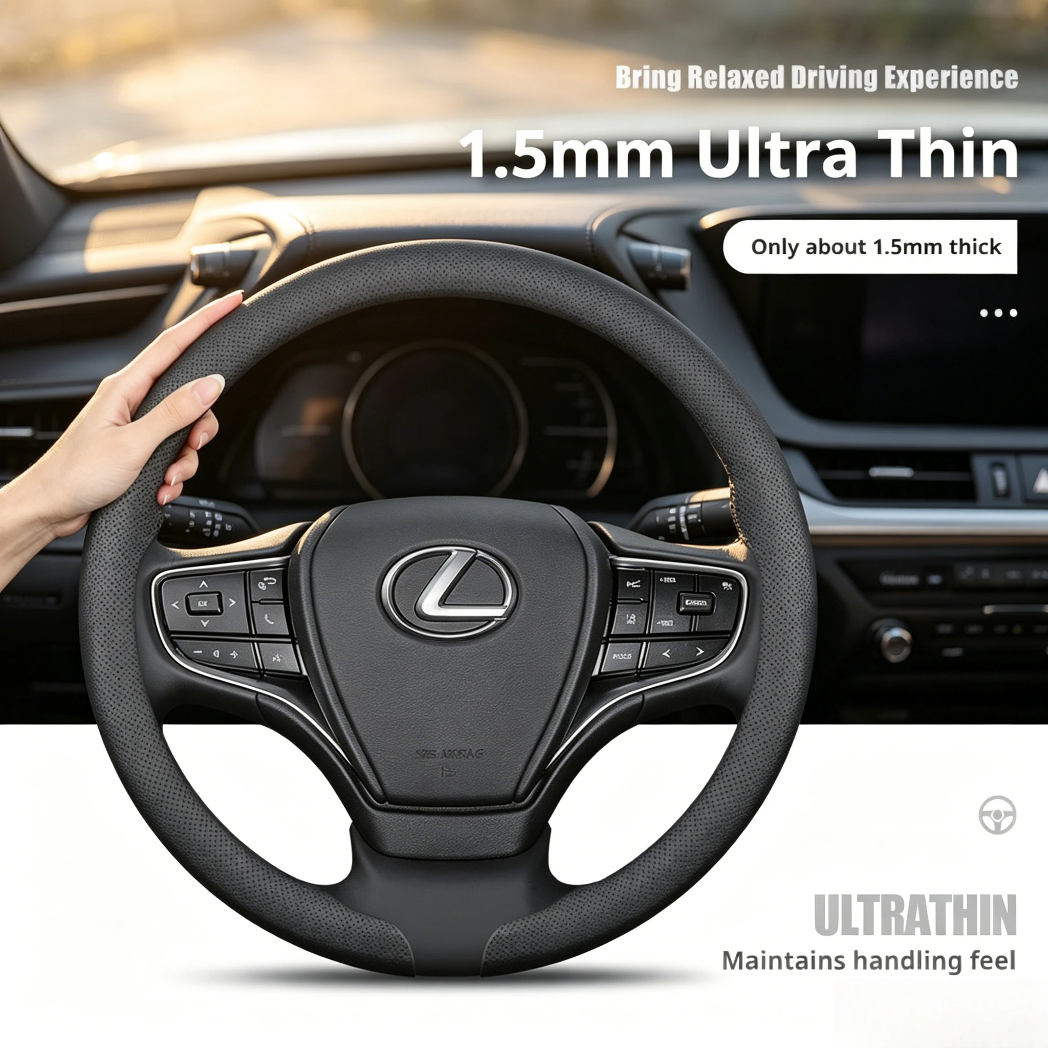 For Lexus RX NX ES GX IS ES300h ES350h NX350h NX450h LX600 Steering Wheel Cover Ultra Thin Nappa Leather 37-38CM Car Accessory
