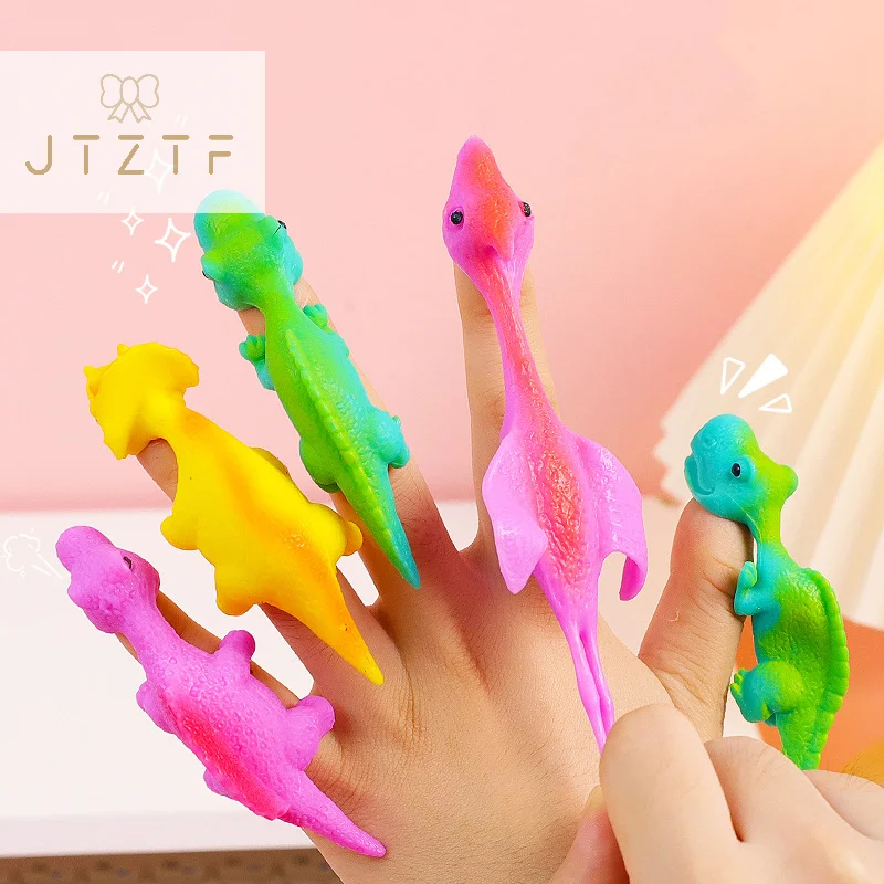 

3/5pcs Creative Dinosaur Finger Toys Kids Funny Cartoon Animals Anxiety Stress Relief Shooting Playing Toy Slingshot Game