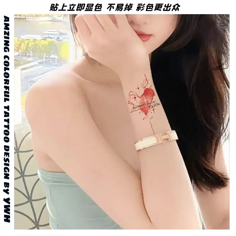 Fake Tattoos for Women Waterproof Durable Red Love Temporary Tattoo Sticker Cute Sexy Babes Art Tatoo Tatto Festival Wholesale