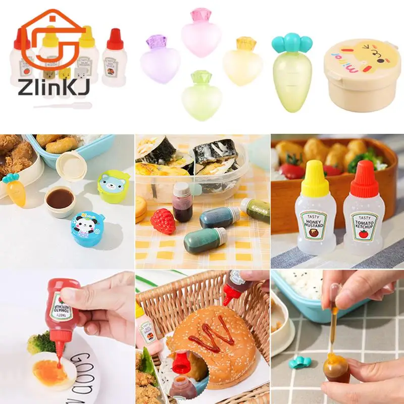 Mini Seasoning Sauce Bottle Portable Tomato Ketchup Bottle Salad Dressing Container for Bento Lunch Box Kitchen Jars
