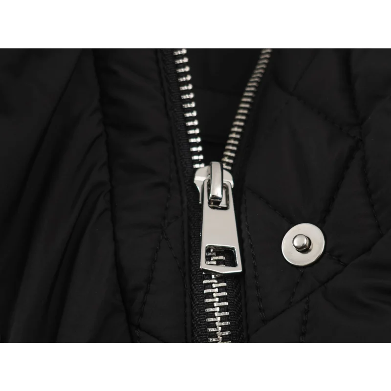 Damen-Freizeitjacke aus Baumwolle in Unifarbe mit Stehkragen, einzigartigem Designer-Look, Kordelzug in der Taille, lockerer Schnitt, Damen-Reißverschluss-Oberbekleidung – Detail 8