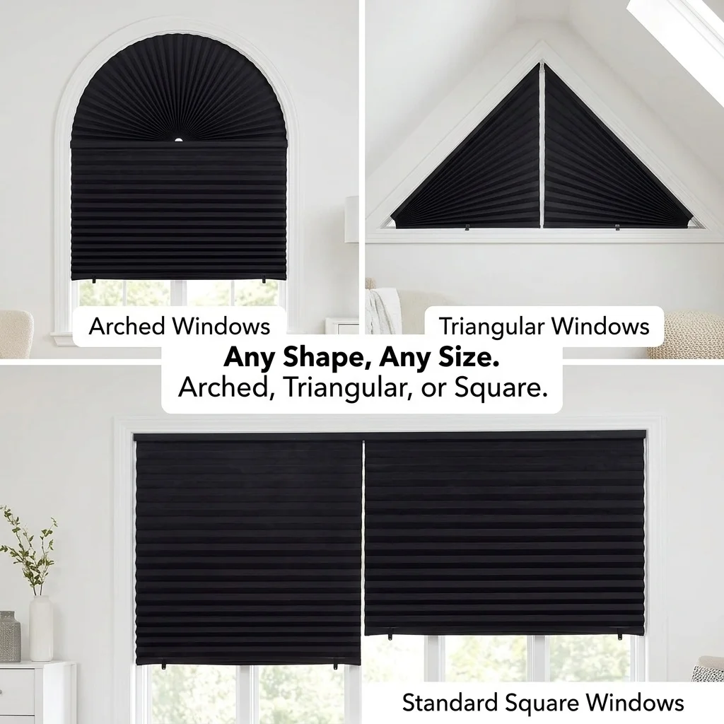 Pleated Window Curtain Light Filtering Privacy Protection Foldable Shade Curtain for Home Bedroom Living Room Window Decoration