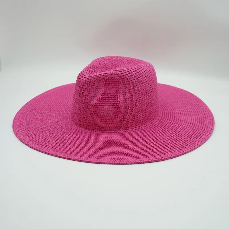 New 12.5cm Big Brim Panama Hats Jazz Top Summer Hats for Women Straw Hat Ladies Beach Hat Outdoor Holiday Sun Hat