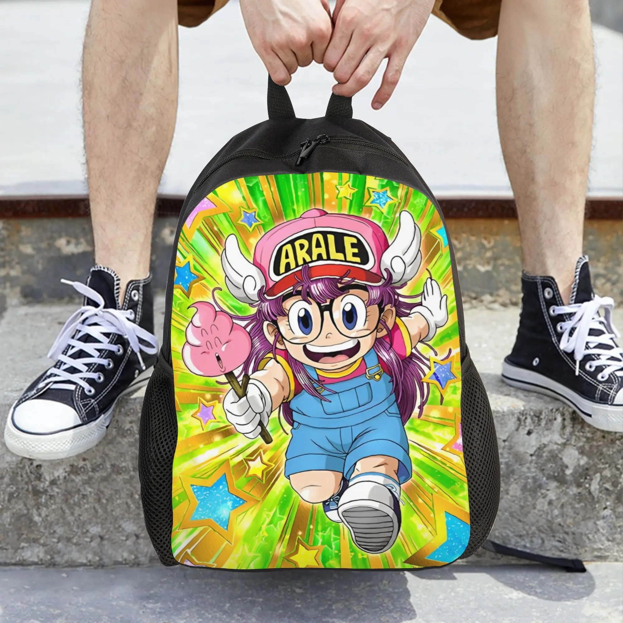 Arale Backpack comic Hiking Backpacks Boy Fashion High School Bags Design Pattern Rucksack