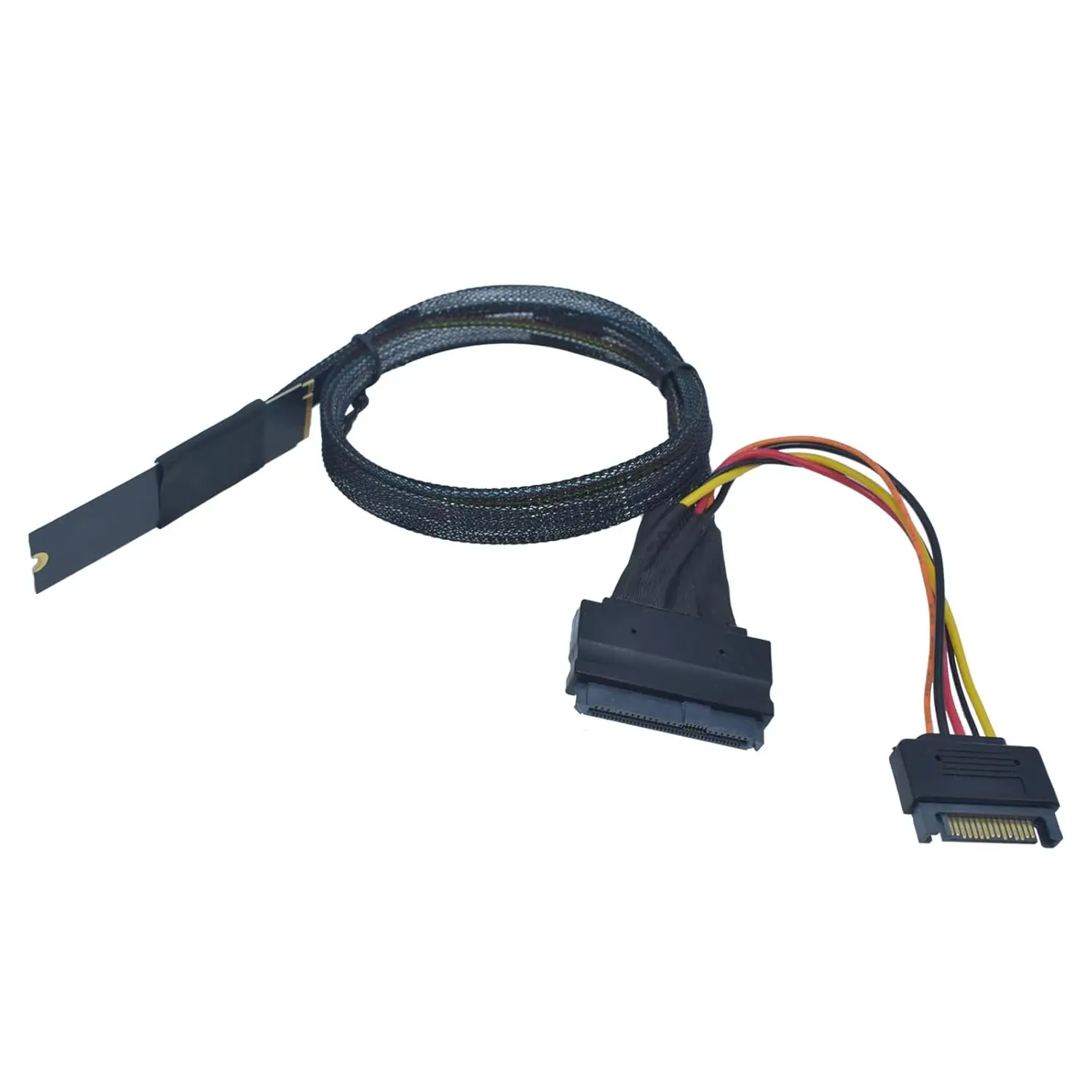 JavicTech PCIe 4.0 M.2 to U.2 Adapter, M.2 to SFF-8639 U.2 NVMe SSD Cable with 15Pin Power, Left Exit