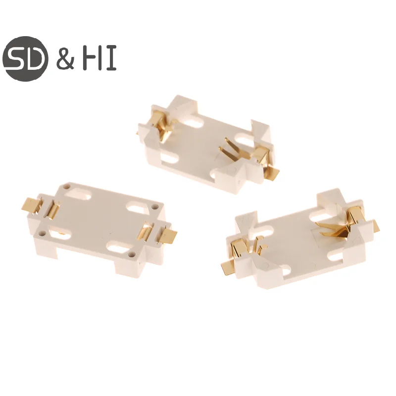 10Pcs DIY Accessories White Housing Gold-Plated Button Battery Holder For CR2032 SMD Socket Cases