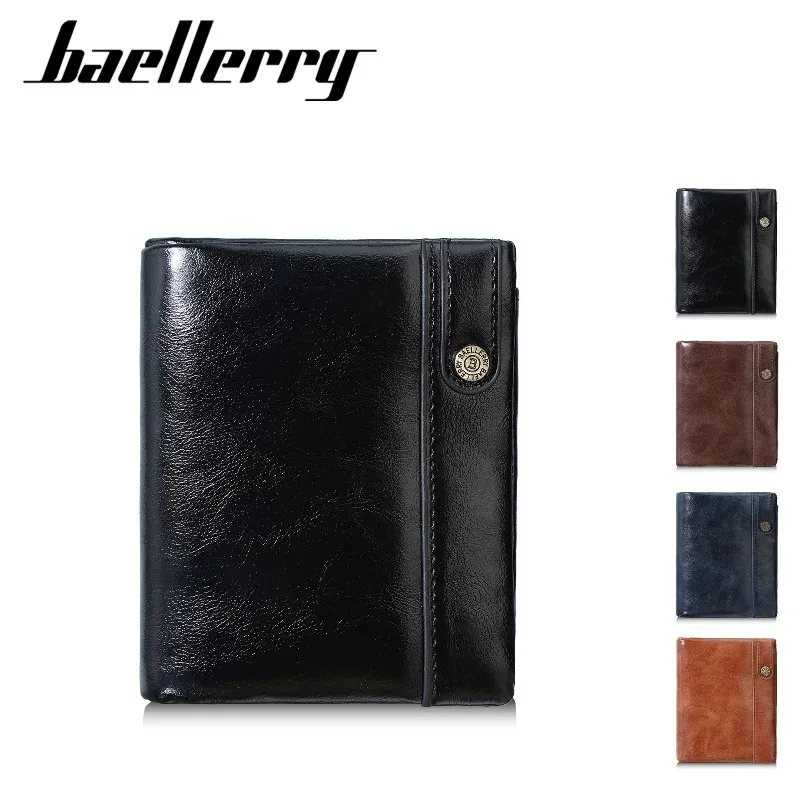 Baellerry 2026 New Men's Solid Color Pu Leather Wallets Business Simple Short Wallets Large Capacity Multi Card Holder Purse