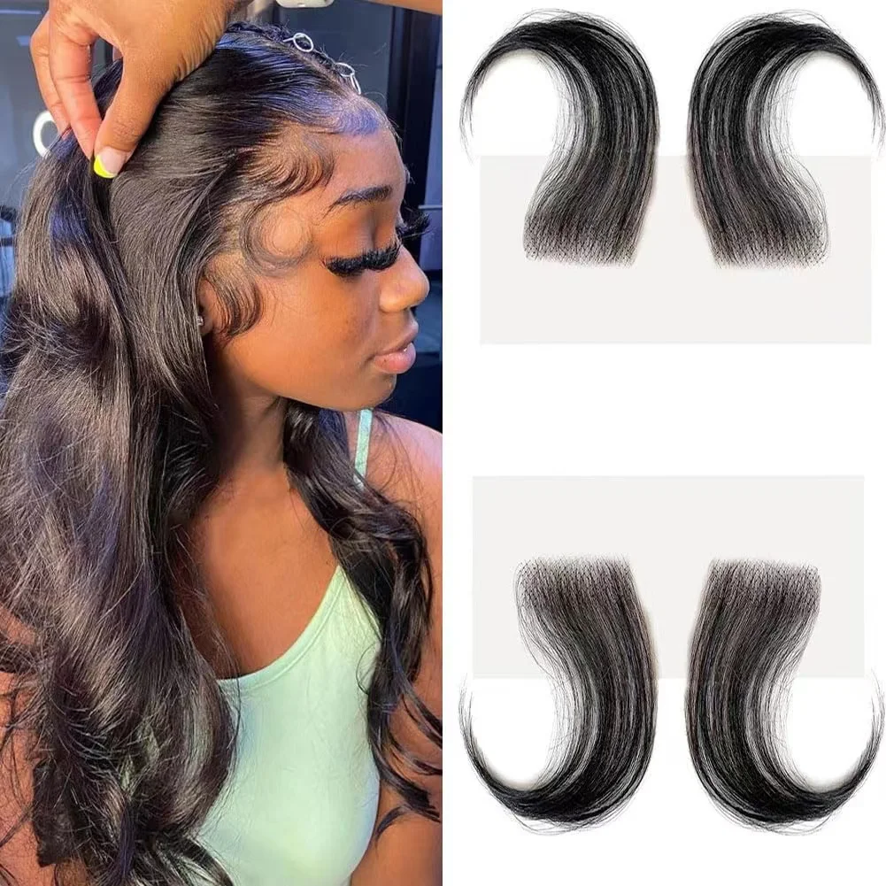 WYQIVY Edges Hair  Baby Hair Edges 100% Human Hair Wig Hairline, Wigs Human Hair for Black Women in Natural Black,Lace Edges Bab