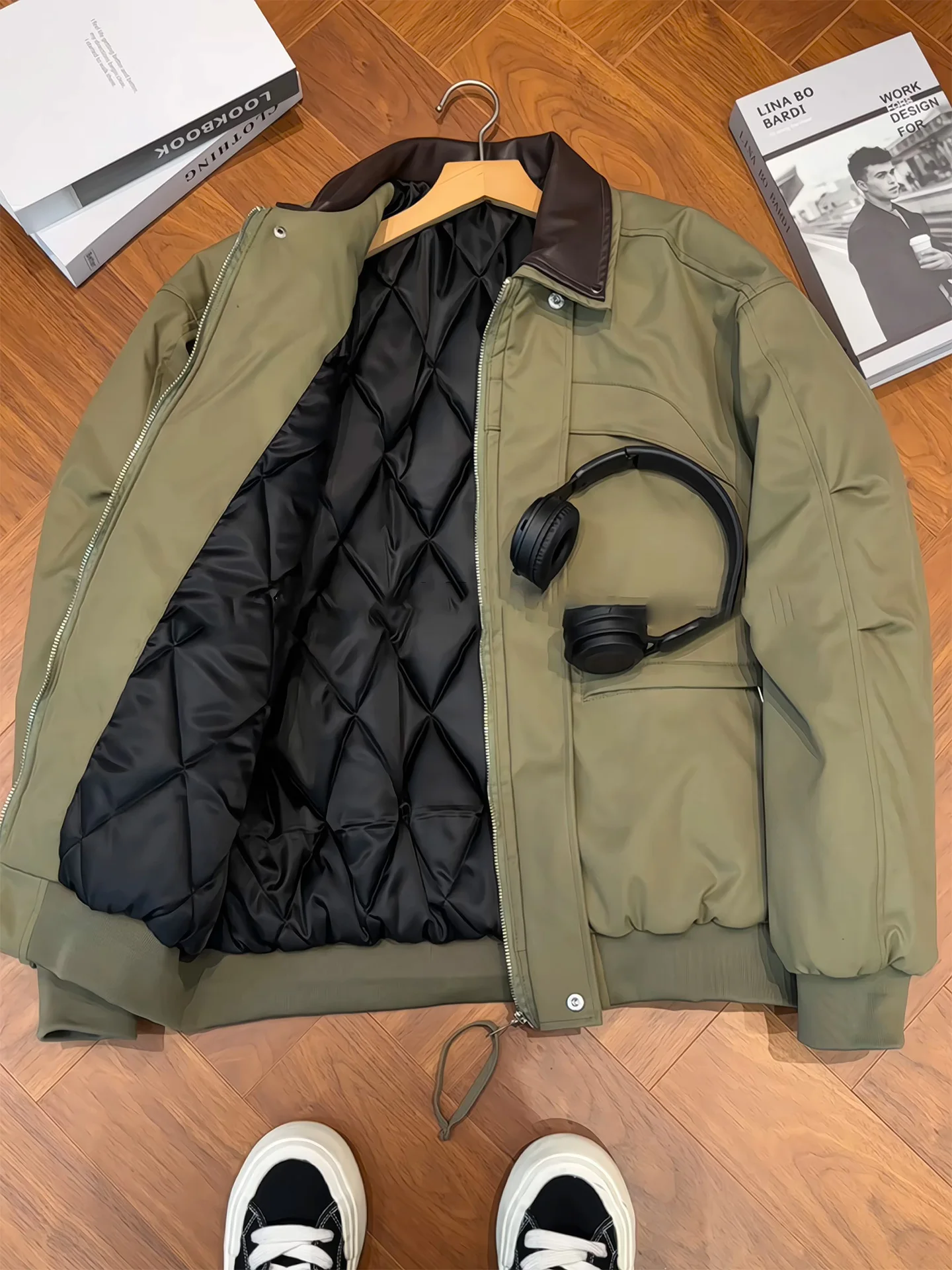 

American Sle Cotton Flight Jaet Men's Winter Thiened ort Coat with Collar Cleanfit ape Outerwear for Teens