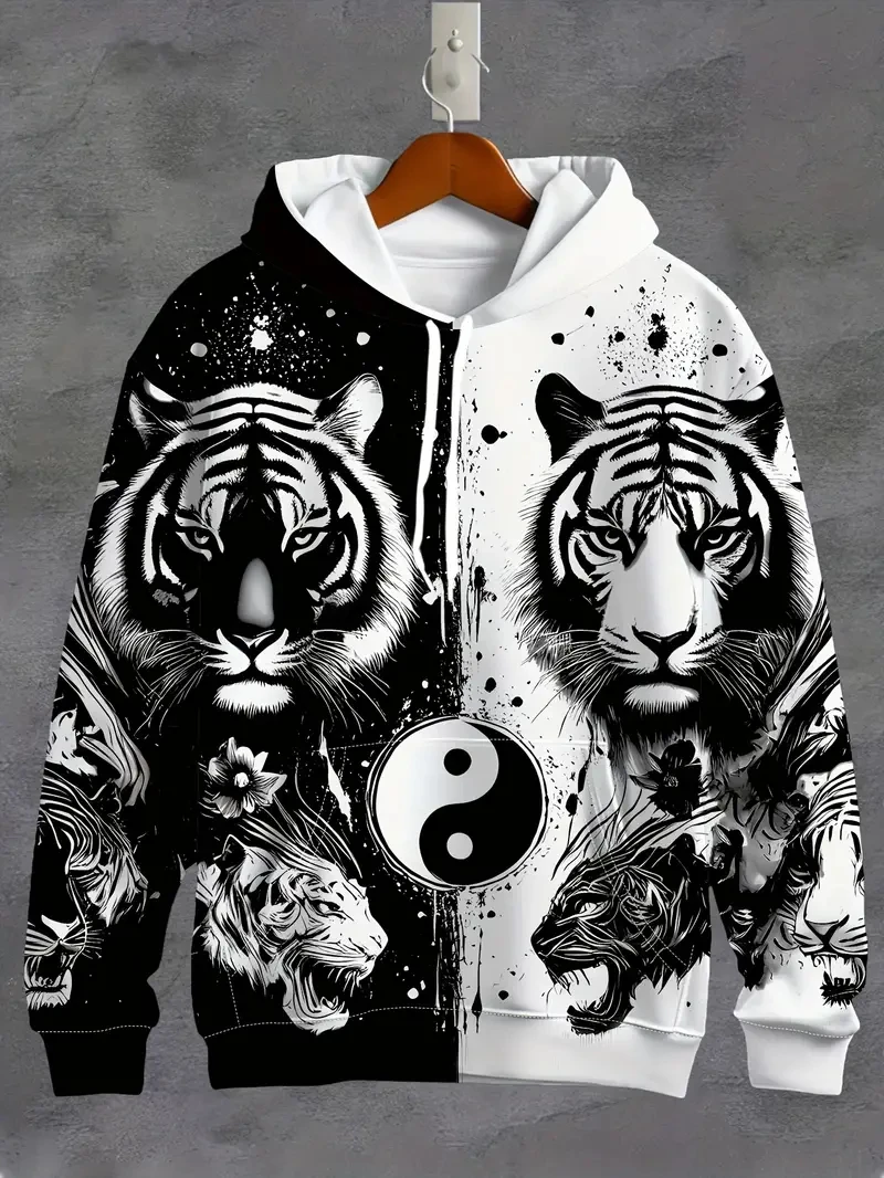 Novelty Animals Tigers 3d Printed Mens Winter Hoodies Oversized Longsleeve Hoodie Kids Sweatshirts Tracksuits Cheap Clothes Men