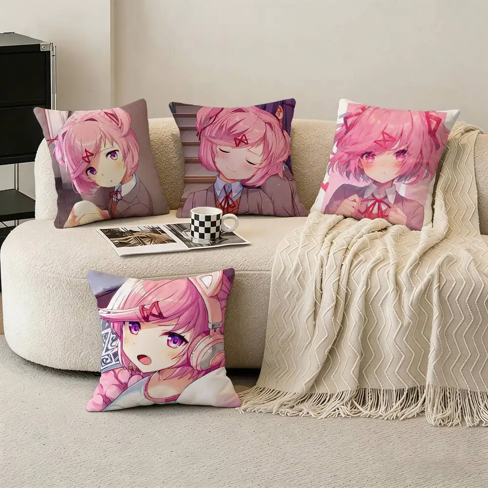 

DDLC N-Natsuki Pillow Case Cushion Cover Throw Pillow Case For Car Sofa