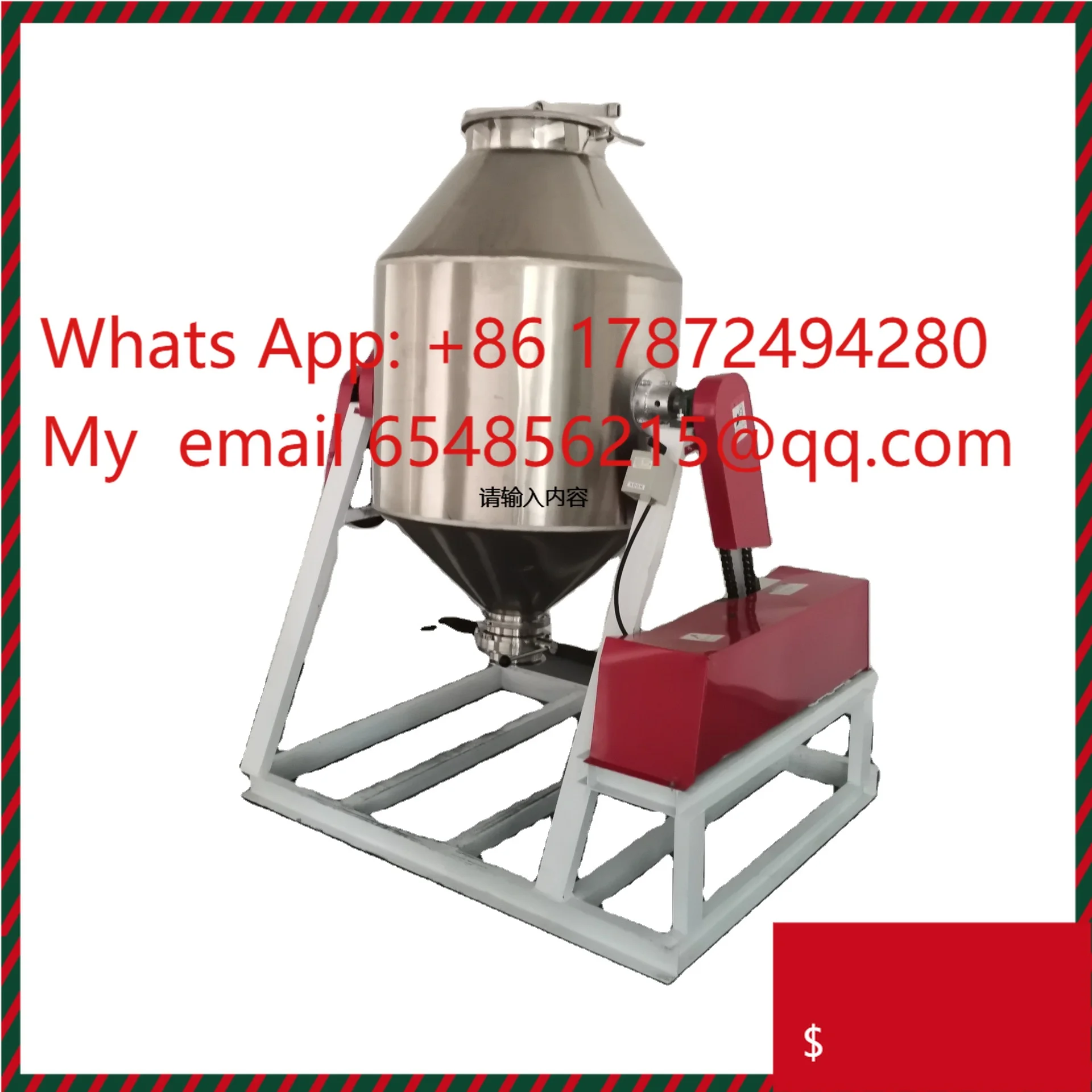 25L Stainless Steel Industrial Powder Blender Ribbon Type Mixer Rotary Food Grade Dry Powder Drum Mixer