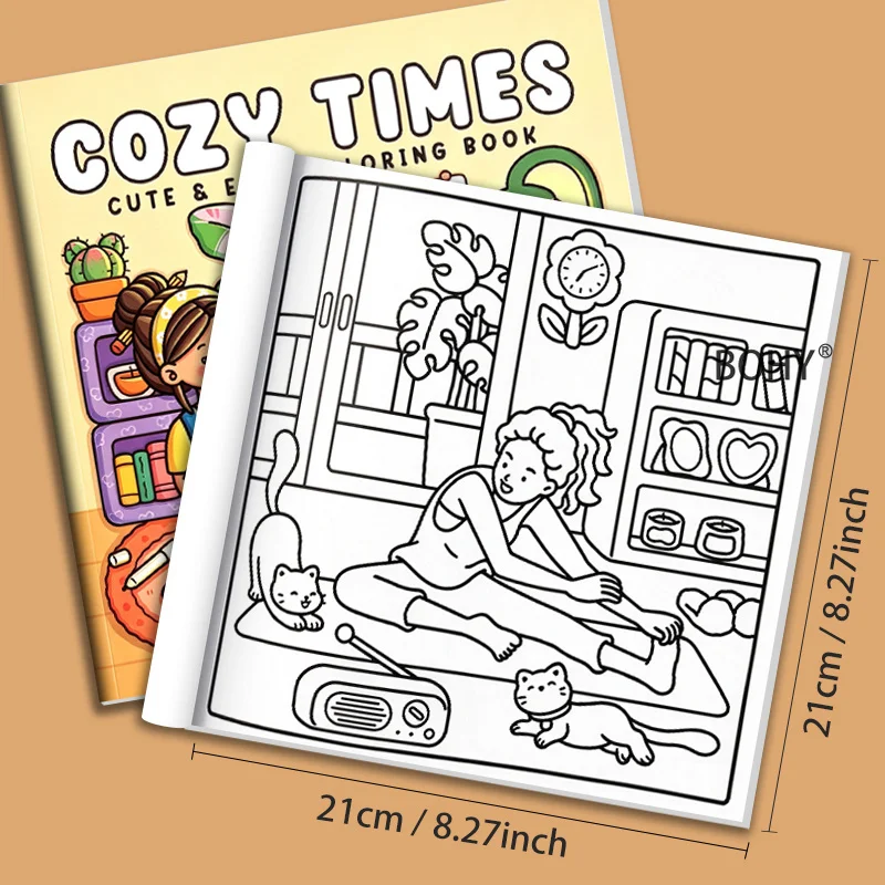 1 Healing Life Coloring Book, Include 48 Pages of Warm Daily Life Theme Coloring Line Drafts,Adults Can Relieve Emotional Stress