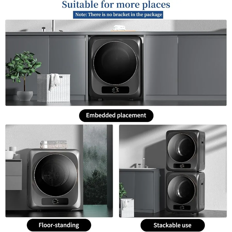 VCJ مجفف ملابس محمول للشقة 10 رطل مجفف غسيل كهربائي مدمج مع حوض من الفولاذ المقاوم للصدأ 1.5 قدم مكعب مناسب لـ A