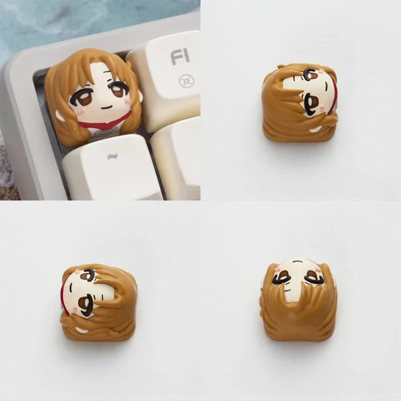 أنيمي كيكابس السيف الفن على الانترنت ساو يوكي Asuna مخصص كيكابس ل قبعات لوحة المفاتيح الميكانيكية الحرفي كيكاب ألعاب الكمبيوتر هدايا عيد #2