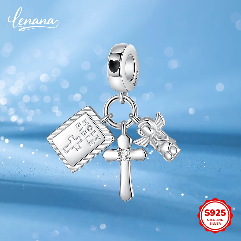 

Комбинированный кулон из стерлингового серебра 925 пробы с крестом и ангелом - элегантный ювелирный аксессуар «сделай сам», подарок для женщин