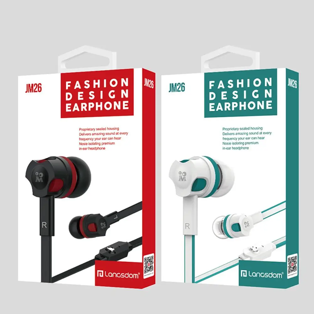 Наушники-вкладыши Noodles Sport 3.5mm со стереозвуком и микрофоном Langsdom JM26