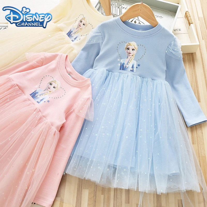 

Платье принцессы Эльзы и Анны Диснея «Холодное сердце», платье для девочек, детская праздничная одежда с длинными рукавами, кавайная юбка, весенне-осенний подарок для детей